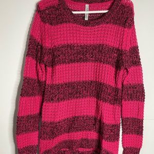 Pink and Black Stripe Sweater Long Sleeve